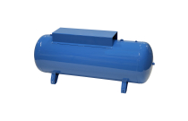 4290 - Réservoir air comprimé horizontal acier peint bleu avec plaque support